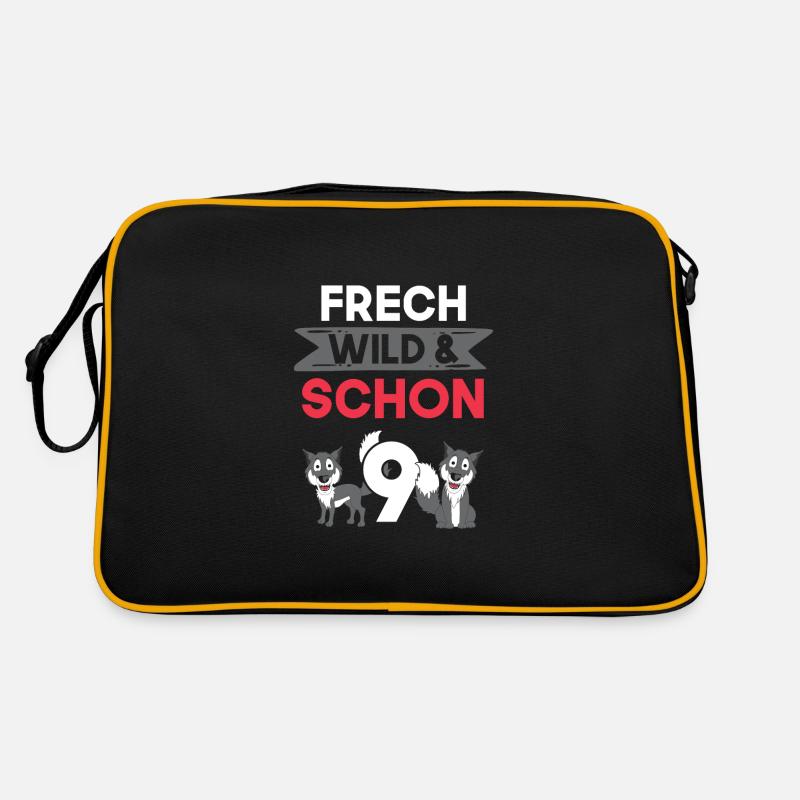 9 Jahre Geburtstag Junge Mädchen Wolf Retro Tasche