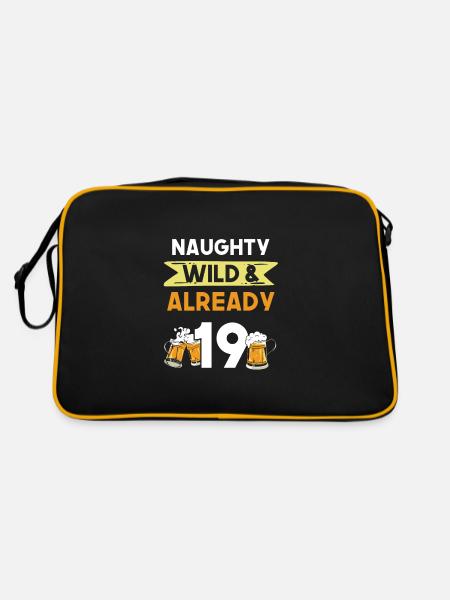 19 Jahre Geburtstag Bier Biertrinker - Retro Tasche - Schwarz/Gold - Hinten