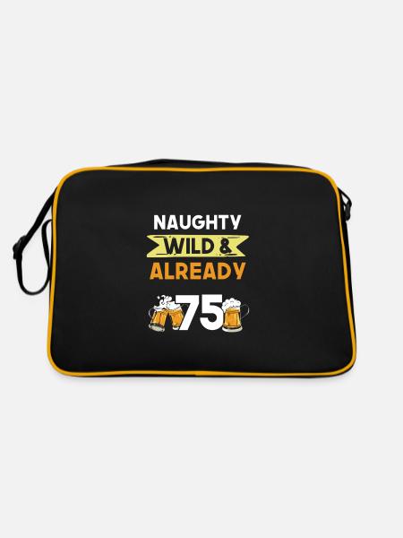 Geschenk 75 Jahre Geburtstag Bier Biertrinker - Retro Tasche - Schwarz/Gold - Hinten