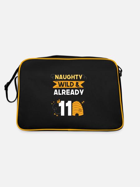 11 Jahre Geburtstag Junge Mädchen Imker Biene - Retro Tasche - Schwarz/Gold - Hinten