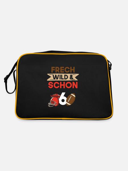 6 Jahre Geburtstag Junge Mädchen Football - Retro Tasche - Schwarz/Gold - Hinten