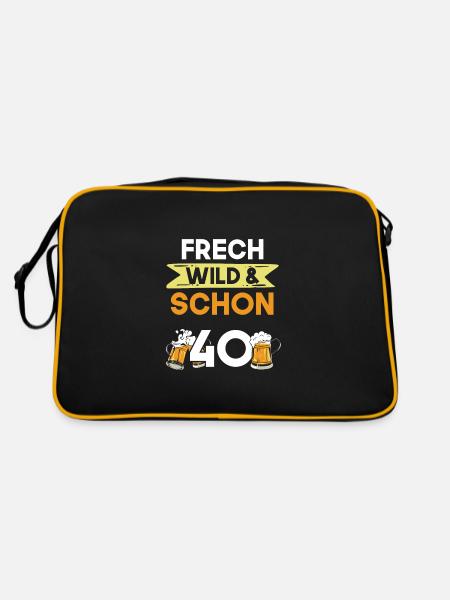 Geschenk 40 Jahre Geburtstag Bier Biertrinker - Retro Tasche - Schwarz/Gold - Hinten