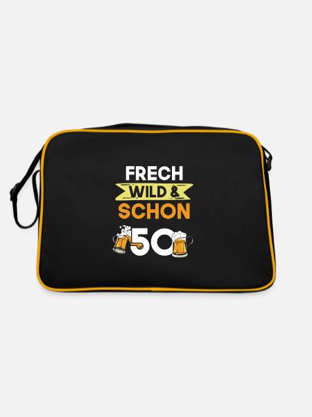 Geschenk 50 Jahre Geburtstag Bier Biertrinker - Retro Tasche - Schwarz/Gold - Hinten