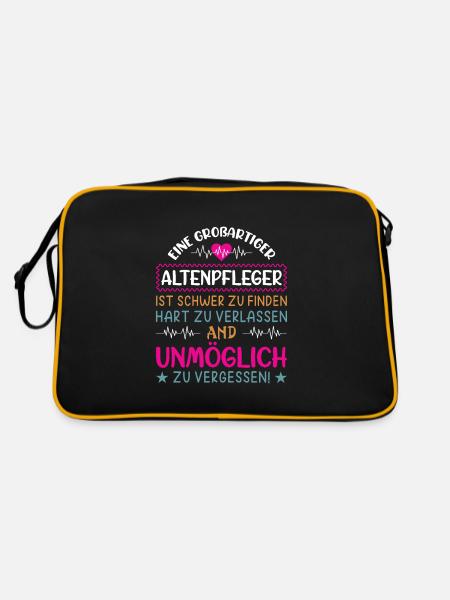 Altenpfleger Geschenk Altenpflege Pflegefachkraft - Retro Tasche - Schwarz/Gold - Hinten