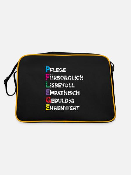 Altenpflege Pfleger Pflegepersonal Pflegekraft - Retro Tasche - Schwarz/Gold - Hinten