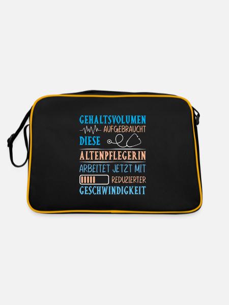 Altenpflege Pfleger Pflegepersonal Pflegekraft - Retro Tasche - Schwarz/Gold - Hinten