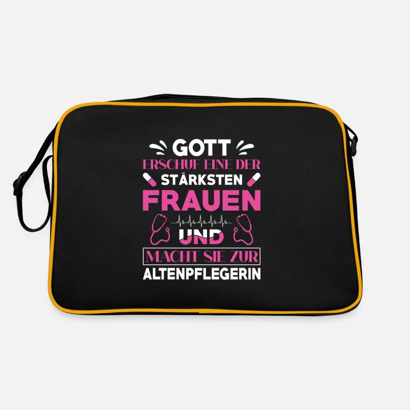 Altenpfleger Geschenk Altenpflege Pflegefachkraft - Retro Tasche - Schwarz/Gold