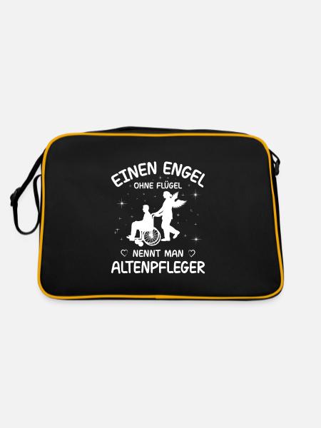 Altenpfleger Geschenk Altenpflege Pflegefachkraft - Retro Tasche - Schwarz/Gold - Hinten