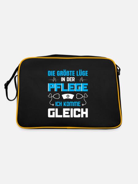 Altenpfleger Geschenk Altenpflege Pflegefachkraft - Retro Tasche - Schwarz/Gold - Hinten