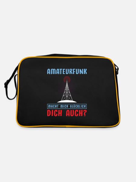 Amateurfunk Geschenke für Funker Funkamateur - Retro Tasche - Schwarz/Gold - Hinten