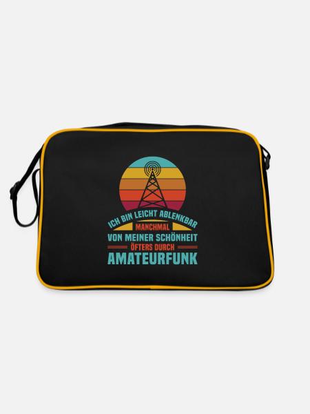 Amateurfunk Geschenke für Funker Funkamateur - Retro Tasche - Schwarz/Gold - Hinten