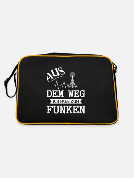 Amateurfunk Geschenke für Funker Funkamateur - Retro Tasche - Schwarz/Gold - Hinten