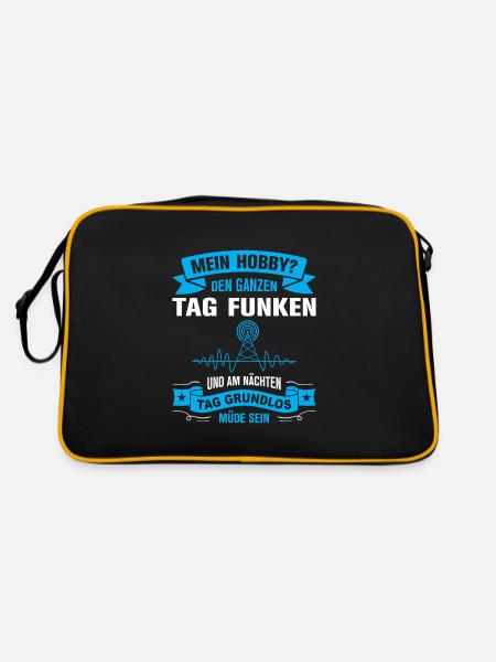 Amateurfunk Geschenke für Funker Funkamateur - Retro Tasche - Schwarz/Gold - Hinten