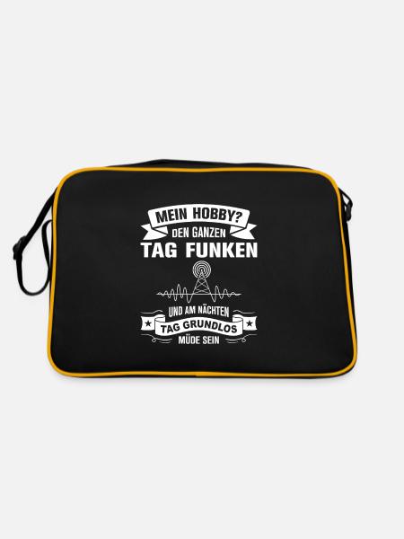 Amateurfunk Geschenke für Funker Funkamateur - Retro Tasche - Schwarz/Gold - Hinten