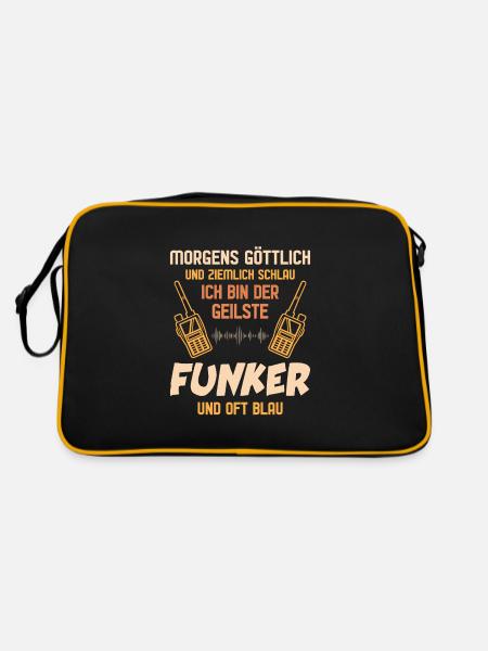 Amateurfunk Geschenke für Funker Funkamateur - Retro Tasche - Schwarz/Gold - Hinten