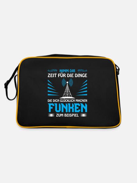 Amateurfunk Geschenke für Funker Funkamateur - Retro Tasche - Schwarz/Gold
