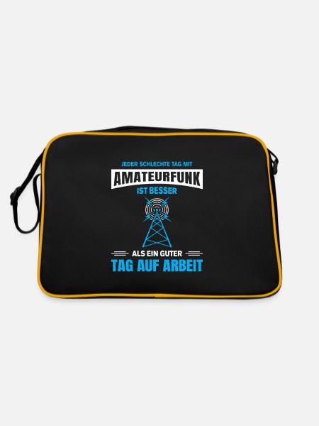 Amateurfunk Geschenke für Funker Funkamateur - Retro Tasche - Schwarz/Gold - Hinten