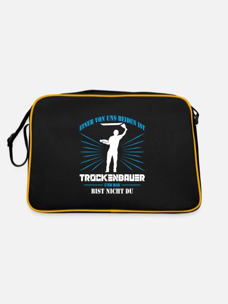 Trockenbau Trockenbauer Trockenbaumonteur Geschenk - Retro Tasche - Schwarz/Gold - Hinten