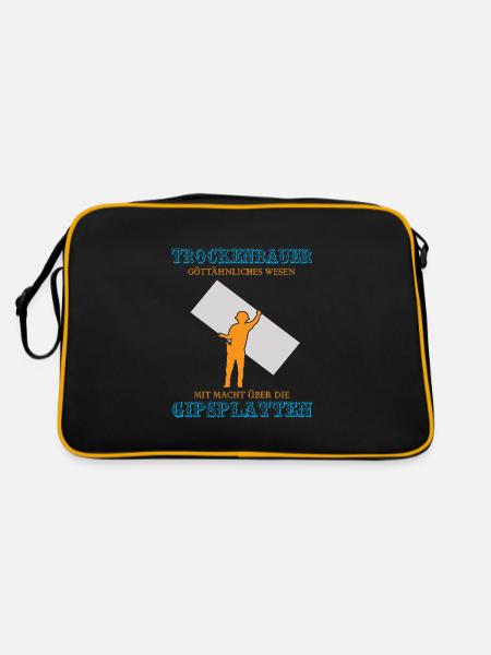 Trockenbau Trockenbauer Trockenbaumonteur Geschenk - Retro Tasche - Schwarz/Gold - Hinten