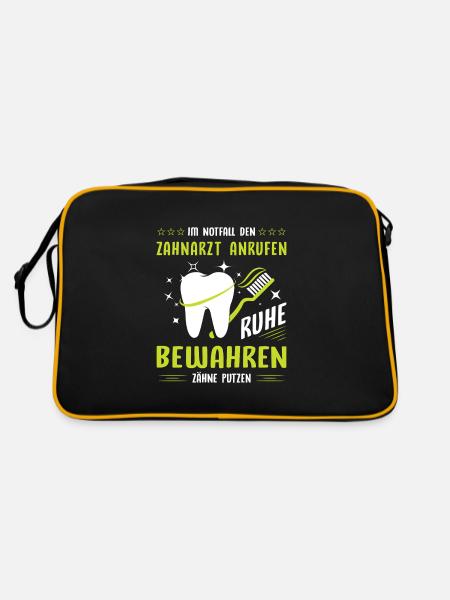 Zahnarzt Zahnhygieniker Zahnarztpraxis stomatologe - Retro Tasche - Schwarz/Gold - Hinten