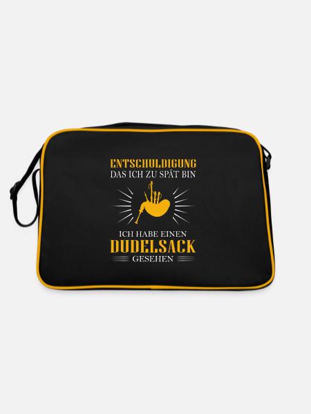 Dudelsackspieler Dudelsack Männer Geschenk - Retro Tasche - Schwarz/Gold - Hinten
