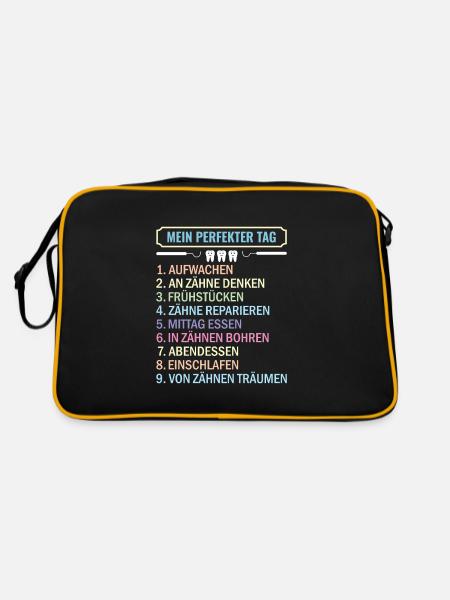 Zahnarzt Zahnhygieniker Zahnarztpraxis stomatologe - Retro Tasche - Schwarz/Gold - Hinten