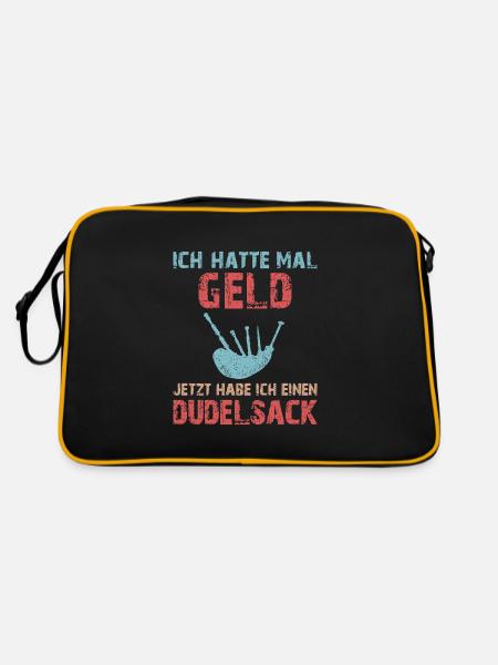Dudelsackspieler Dudelsack Männer Geschenk - Retro Tasche - Schwarz/Gold - Hinten
