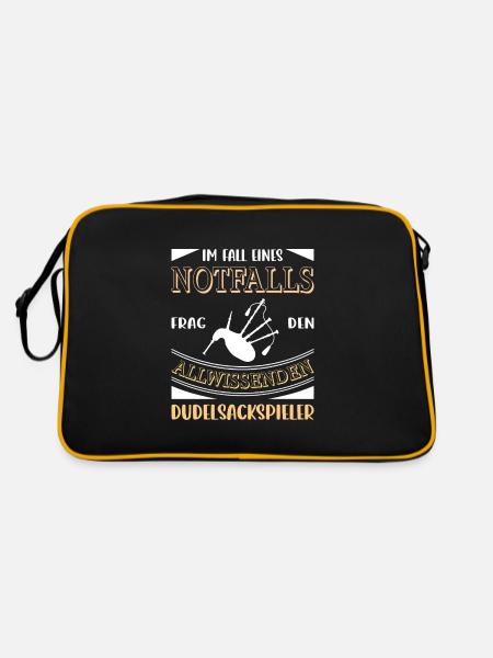 Dudelsackspieler Dudelsack Männer Geschenk - Retro Tasche - Schwarz/Gold - Hinten