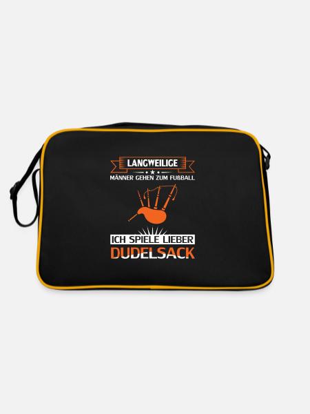 Dudelsackspieler Dudelsack Männer Geschenk - Retro Tasche - Schwarz/Gold - Hinten