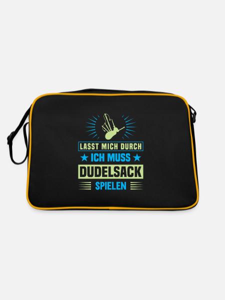 Dudelsackspieler Dudelsack Männer Geschenk - Retro Tasche - Schwarz/Gold - Hinten