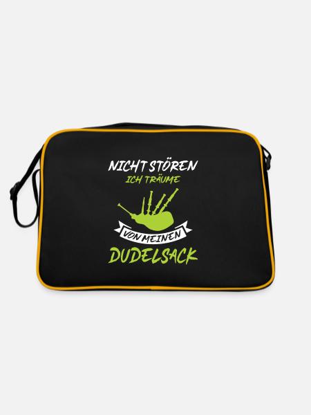Dudelsackspieler Dudelsack Männer Geschenk - Retro Tasche - Schwarz/Gold - Hinten