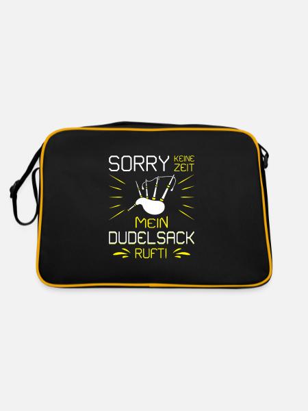 Dudelsackspieler Dudelsack Männer Geschenk - Retro Tasche - Schwarz/Gold - Hinten