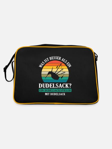 Dudelsackspieler Dudelsack Männer Geschenk - Retro Tasche - Schwarz/Gold - Hinten