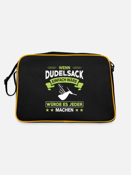 Dudelsackspieler Dudelsack Männer Geschenk - Retro Tasche - Schwarz/Gold - Hinten