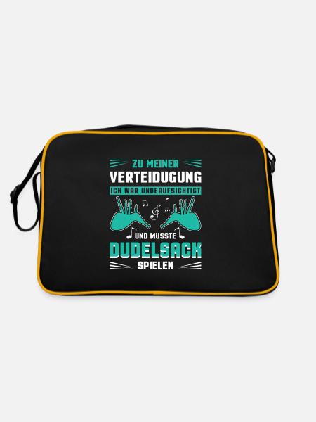 Dudelsackspieler Dudelsack Männer Geschenk - Retro Tasche - Schwarz/Gold - Hinten