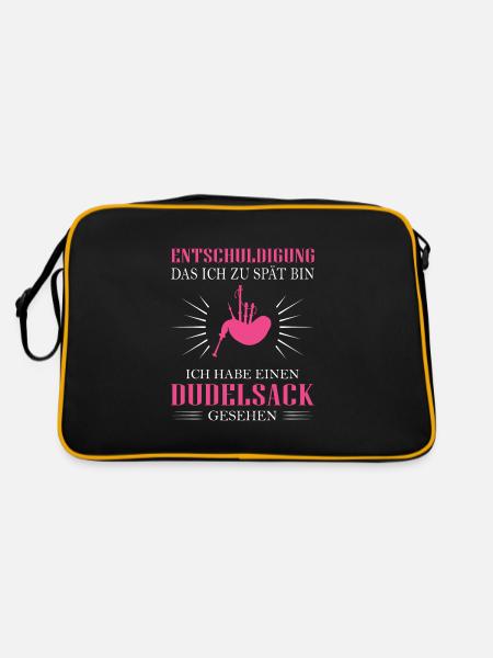 Dudelsackspieler Dudelsack Männer Geschenk - Retro Tasche - Schwarz/Gold - Hinten