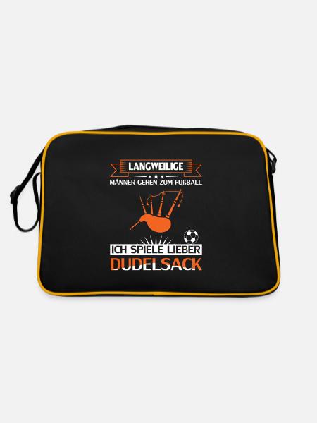 Dudelsackspieler Dudelsack Männer Geschenk - Retro Tasche - Schwarz/Gold - Hinten
