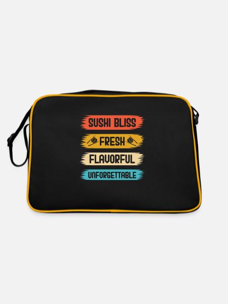 Sushi Japan Essen Sushi-Mahlzeit - Retro Tasche - Schwarz/Gold - Hinten