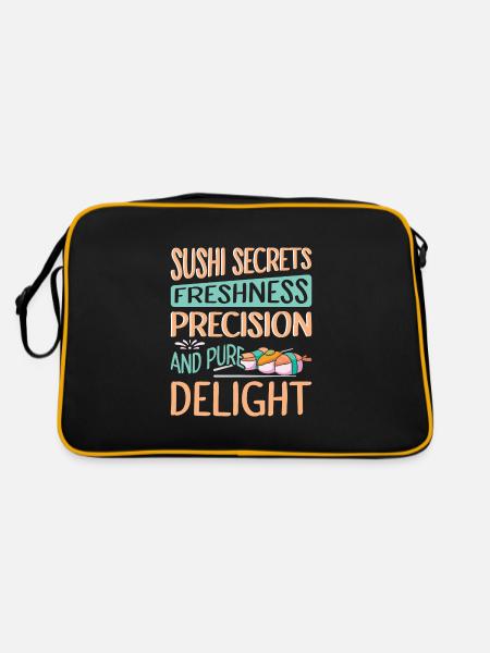 Sushi Japan Essen Sushi-Mahlzeit - Retro Tasche - Schwarz/Gold - Hinten