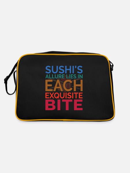 Sushi Japan Essen Sushi-Mahlzeit - Retro Tasche - Schwarz/Gold - Hinten