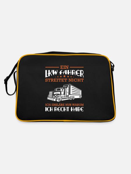 Lkw Fahrer Kraftfahrer LKW-Fahrer - Retro Tasche - Schwarz/Gold - Hinten