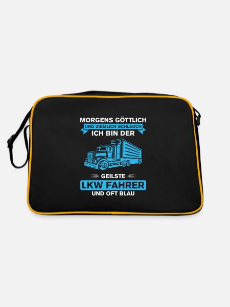 Lkw Fahrer Kraftfahrer LKW-Fahrer - Retro Tasche - Schwarz/Gold - Hinten