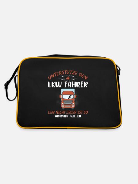 Lkw Fahrer Kraftfahrer LKW-Fahrer - Retro Tasche - Schwarz/Gold - Hinten