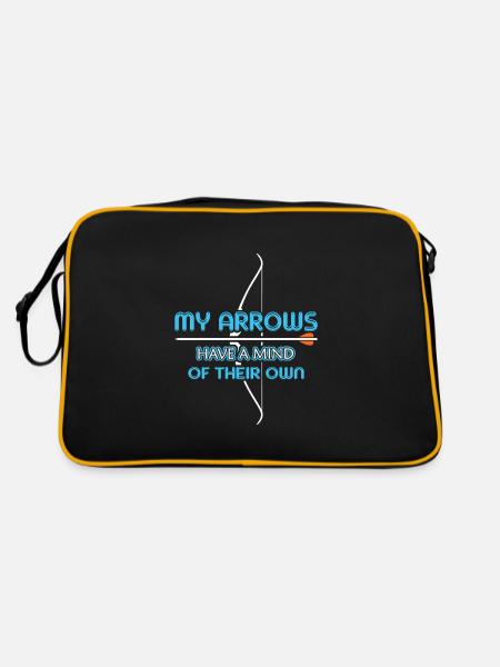 Bogenschießen Bogenschütze - Retro Tasche - Schwarz/Gold - Hinten