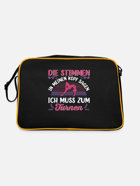 Turnen Mädchen Gymnastik Turnanzug Turnerin - Retro Tasche - Schwarz/Gold - Hinten