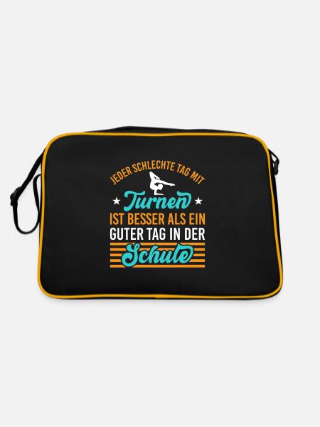 Turnen Mädchen Gymnastik Turnanzug Turnerin - Retro Tasche - Schwarz/Gold - Hinten