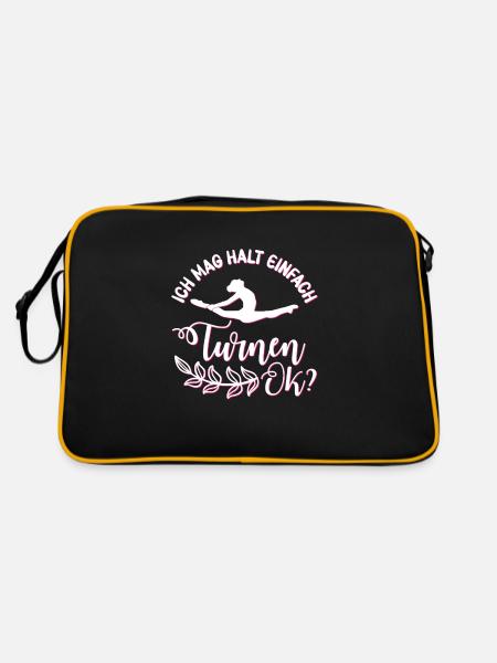 Turnen Mädchen Gymnastik Turnanzug Turnerin - Retro Tasche - Schwarz/Gold - Hinten