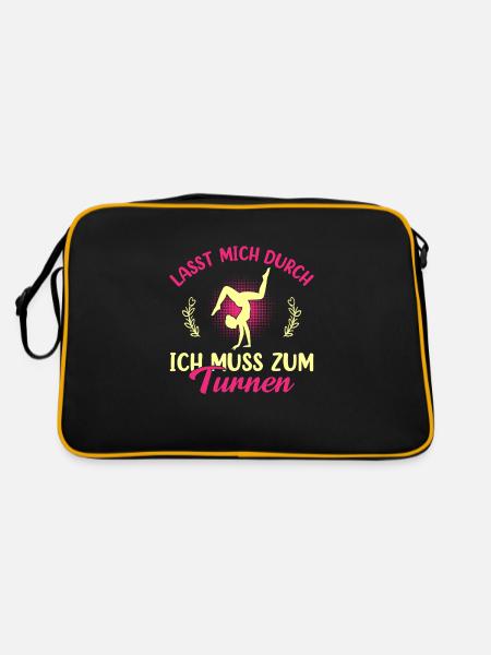 Turnen Mädchen Gymnastik Turnanzug Turnerin - Retro Tasche - Schwarz/Gold - Hinten