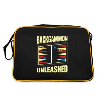 Backgammon Spiel - Retro Tasche - Schwarz/Gold - Hinten