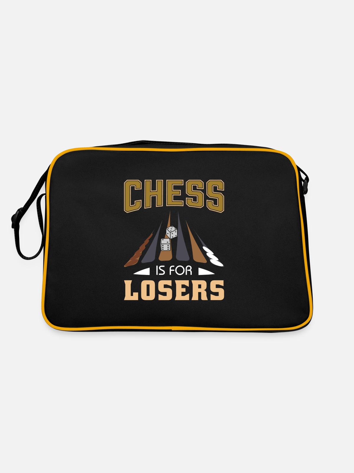 Backgammon Spiel - Retro Tasche - Schwarz/Gold - Hinten